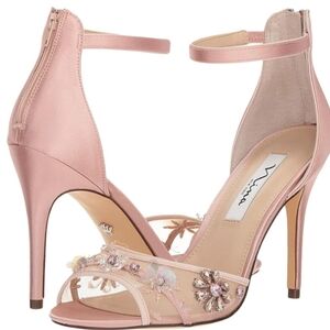 Nina Clarity Beaded Stilletto Dress Sandal In Blush